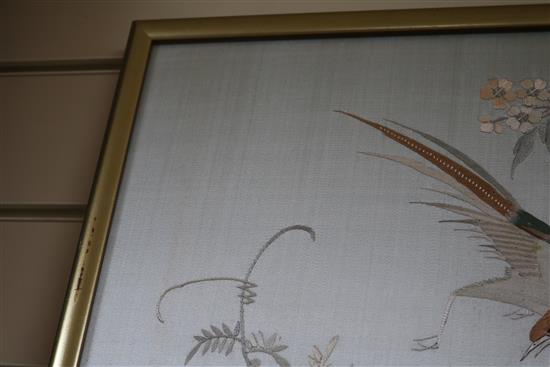 A Chinese embroidered silk panel